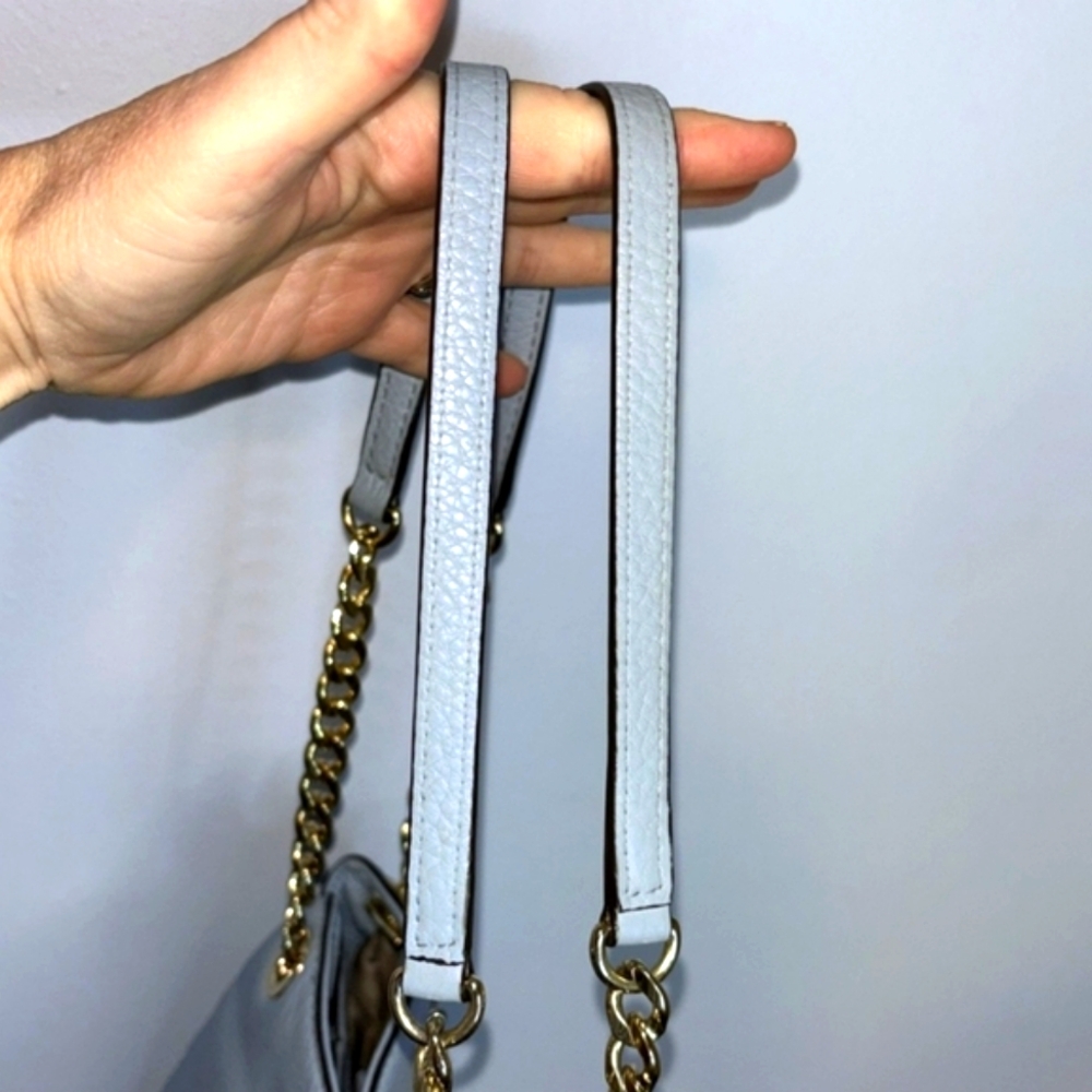 Michael‎ Kors Large Blue Pebbled Leather Jet Set Chain Shoulder Bag EUC - Picture 5 of 12